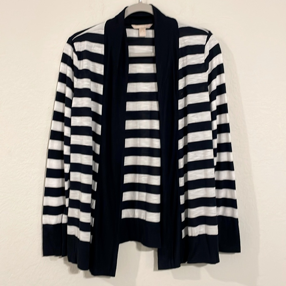 Banana Republic Women’s Cardigan Medium Blue & White Stripe Y2K 90s Contemporary